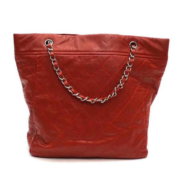 SOLD Chanel Red Caviar Leather Large Tote Bag - Picture 2 of 8